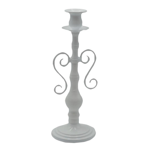 Portacandele candelabro metallo bianco 1 posto cmø11h30,5