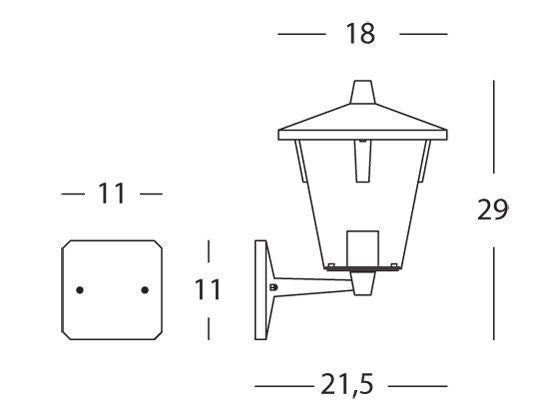 Applique In Alto E27 linea eureka nero