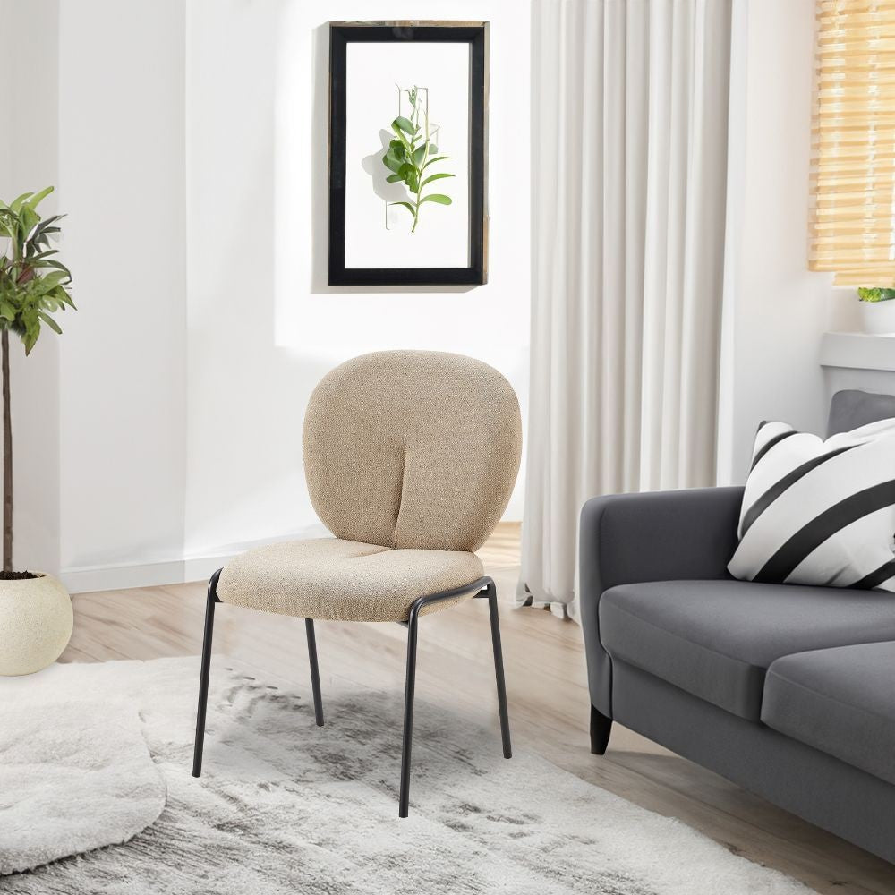 2X Sedia da pranzo Sirio tessuto teddy beige H94xL53xP39