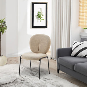 2X Sedia da pranzo Sirio tessuto teddy beige H94xL53xP39