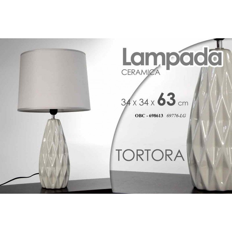 Lampada da tavolo tortora lume ceramica cm 34 x 34 x 62.5 h