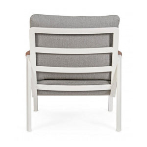 Poltrona per esterno in Alluminio/Legno con Cuscino Bianca