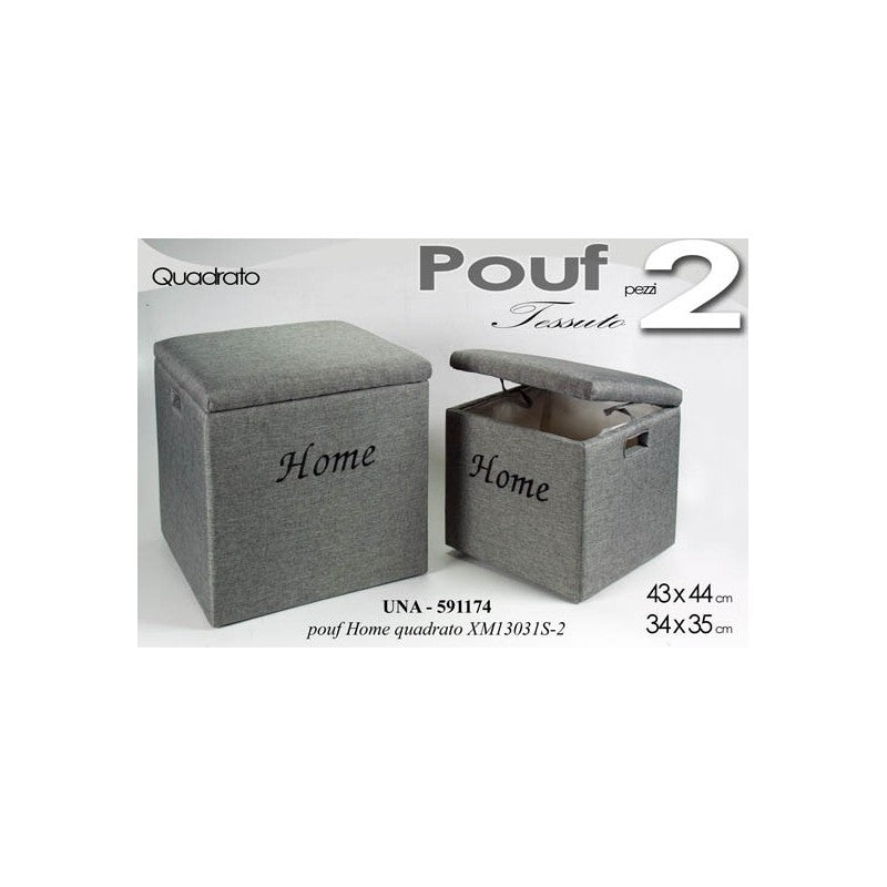 Scatole pouf portabiancheria grigio pz 2 in tessuto