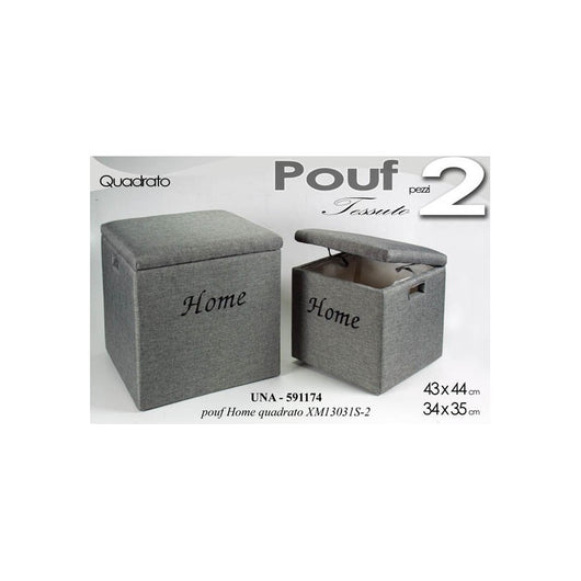 Scatole pouf portabiancheria grigio pz 2 in tessuto