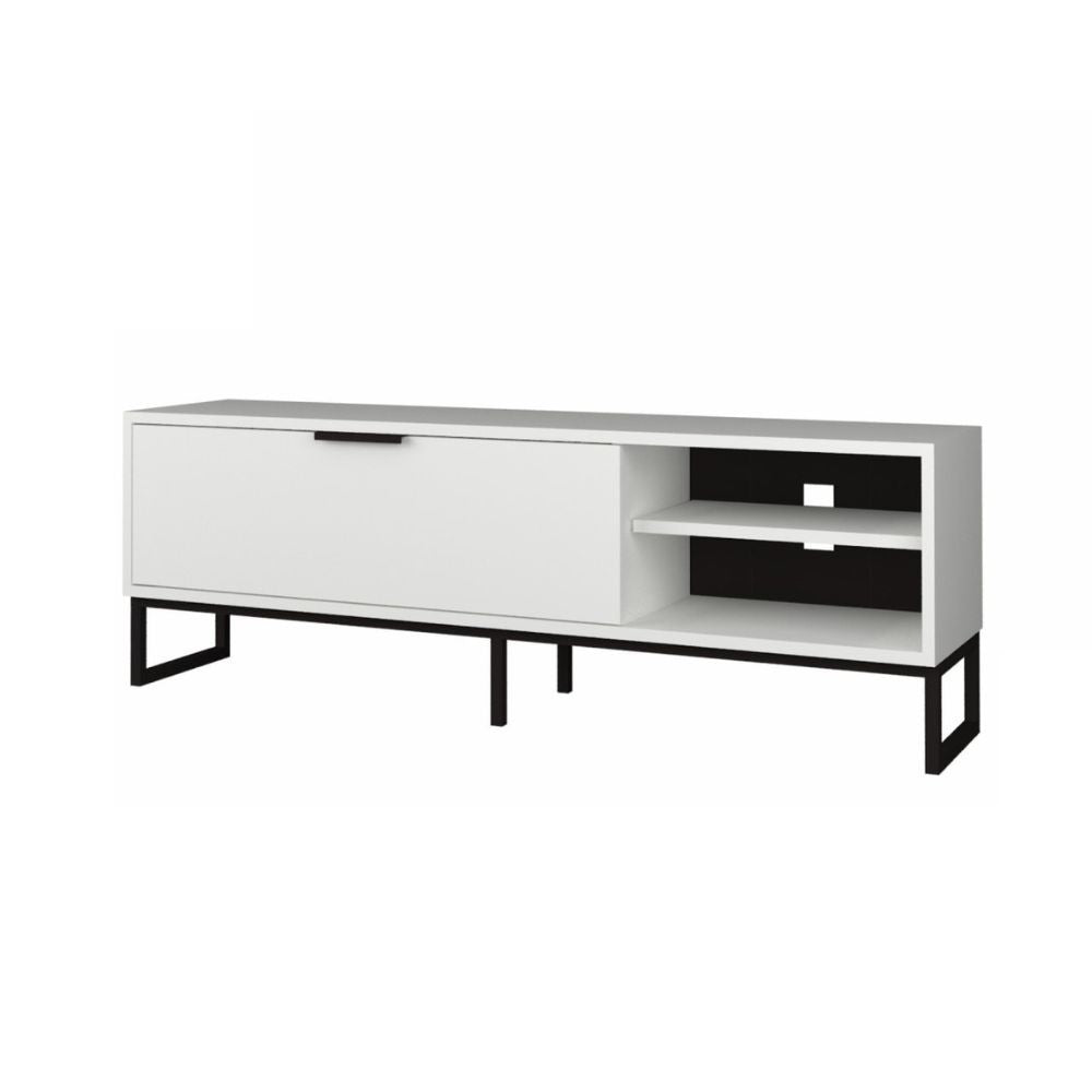 Porta tv bianco 140x35x45h cm con ghisa