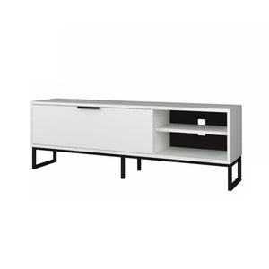 Porta tv bianco 140x35x45h cm con ghisa