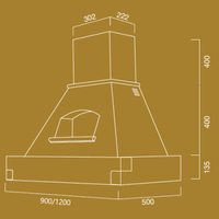 Cappa cucina rustica bianca EPOQUE con cornice in legno intarsio cm 120