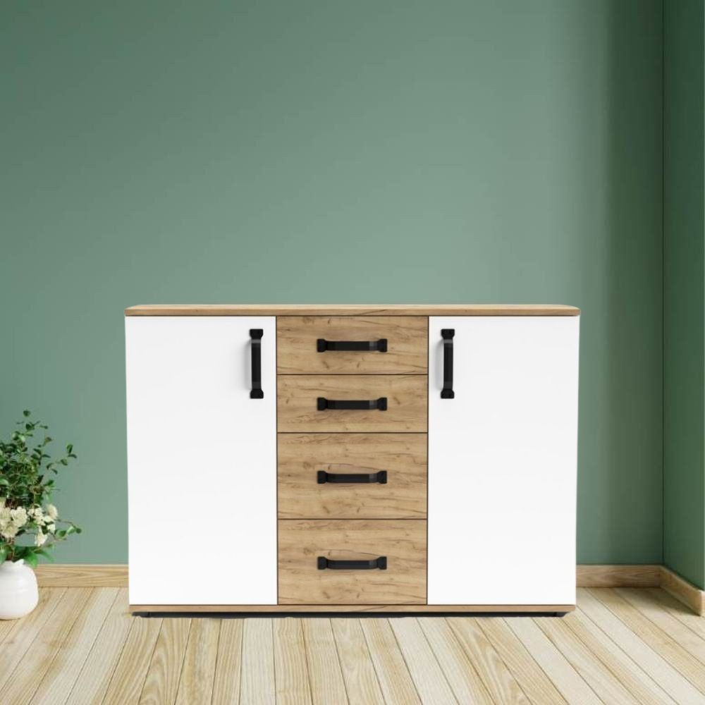 Credenza rovere e bianco 120x83x32 cm