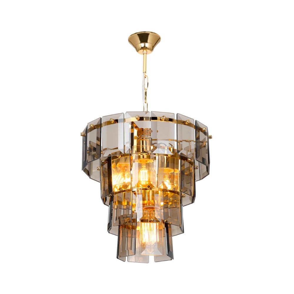 Lampada da soffitto a 4 luci Falez MDL3829 vetro fumè e oro EFFEZ