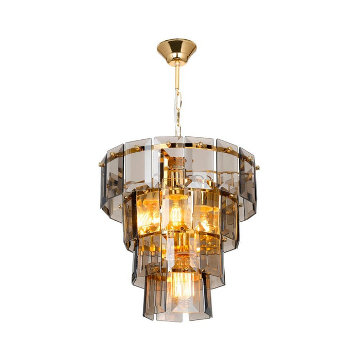 Lampada da soffitto a 4 luci Falez MDL3829 vetro fumè e oro EFFEZ