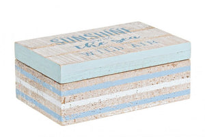 4x Scatola rettangolare azzurra 16,5x11x7h in legno