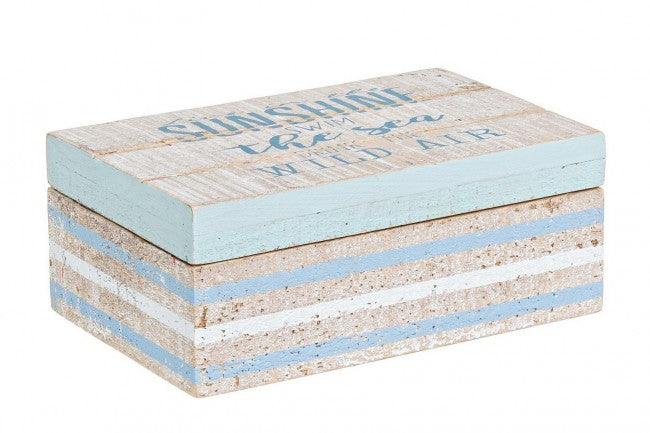 4x Scatola rettangolare azzurra 16,5x11x7h in legno