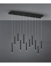 Sospensione Moderna Tubular 11 Tubi Led Nero L115 cm Trio Lighting