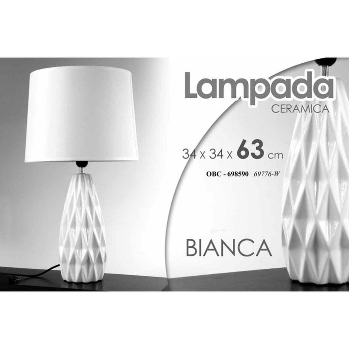 Lampada da tavolo bianco lume ceramica cm 34 x 34 x 62.5 h