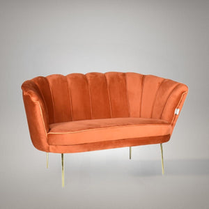 Divano due posti Orel in velluto Babyface 09 ruggine piedini oro H76xL130xP70