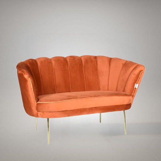 Divano due posti Orel in velluto Babyface 09 ruggine piedini oro H76xL130xP70
