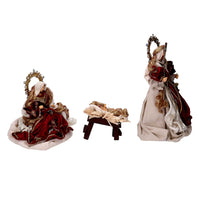 Presepe bordeaux con re magi 25,4 cm