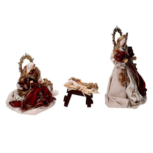 Presepe bordeaux con re magi 25,4 cm