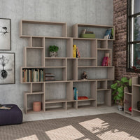 Libreria orizzontale bifacciale tortora Karmato   96x25,5xh.168,5 cm cm (KARMATOTORTORA-MKT02131507)