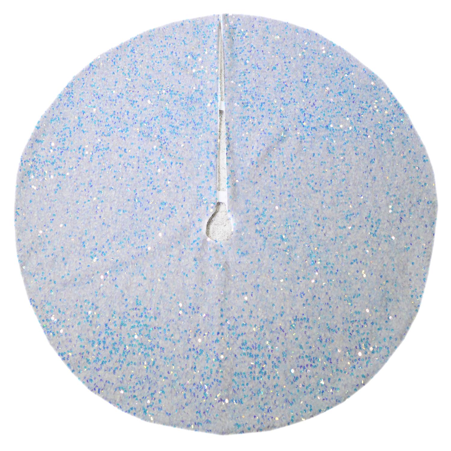 Copribase albero tessuto con pailette argento cm 90