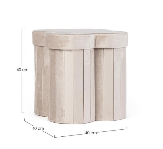 4x Pouf beige 40x40x40 in velluto
