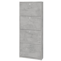 Scarpiera slim salvaspazio quattro ante Beton Cemento 63x18x h154 cm