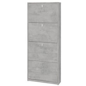 Scarpiera slim salvaspazio quattro ante Beton Cemento 63x18x h154 cm