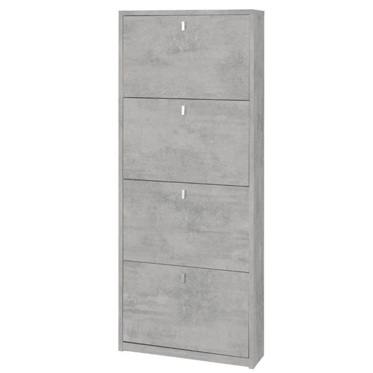 Scarpiera slim salvaspazio quattro ante Beton Cemento 63x18x h154 cm
