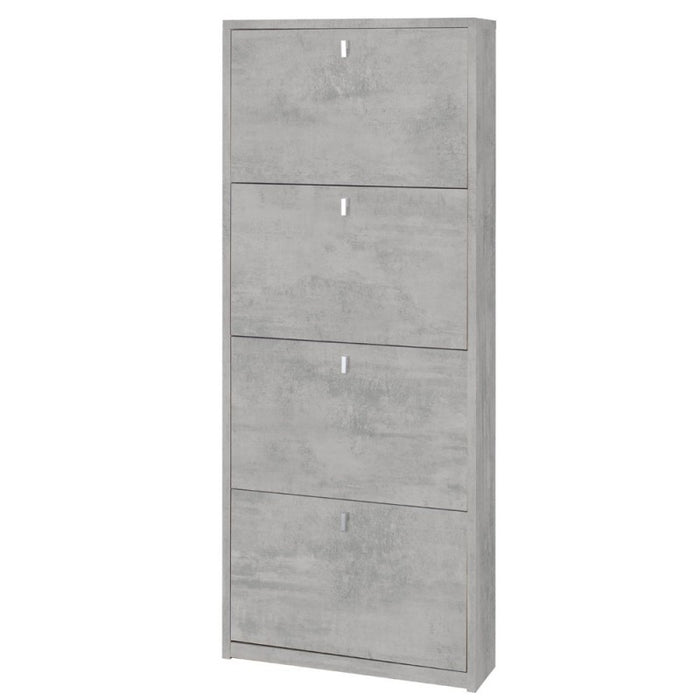 Scarpiera slim salvaspazio quattro ante Beton Cemento 63x18x h154 cm