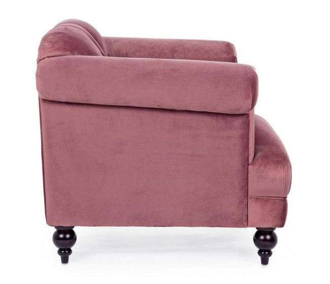 Poltrona Blossom classica effetto velluto rosa antico 97x82x78h cm