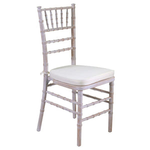 Sedia legno chiavari sbiancato con cuscino avorio cm 40x40h43-92