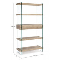 Libreria 4 ripiani e due cassetti Line Kenya 90x39x180h cm