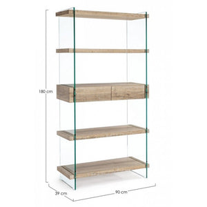Libreria 4 ripiani e due cassetti Line Kenya 90x39x180h cm