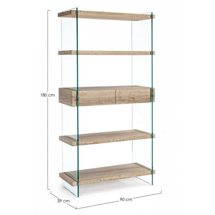 Libreria 4 ripiani e due cassetti Line Kenya 90x39x180h cm