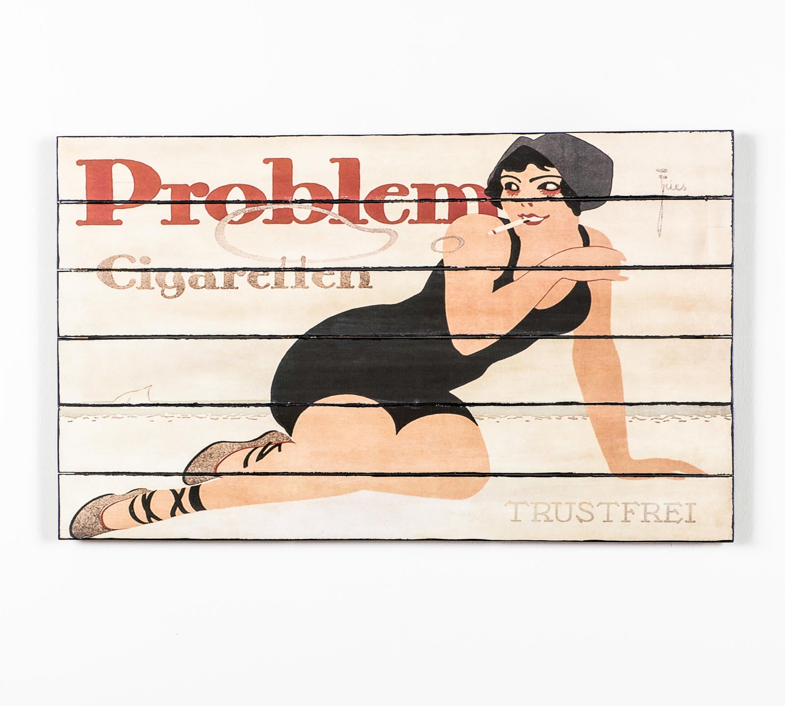 Stampa su legno con tela multicolor 60x100 cm