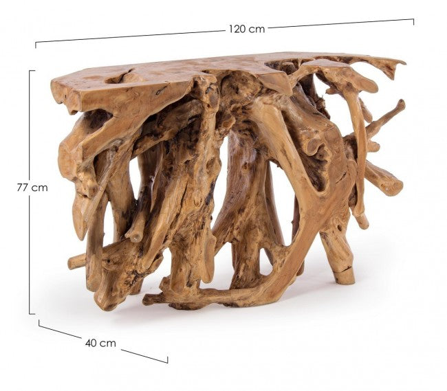 Consolle in legno di radice di Teak