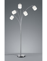 Piantana Tommy Nichel 5xE14 Tessuto Bianco H200 cm Trio Lighting