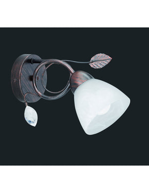 Applique 1xE14 Traditio Ruggine Coppa Vetro Bianco L12 cm Trio Lighting