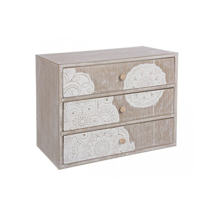 Cassettiera da appoggio Shiva 3 cassetti in legno 28,5x17xh20,5 cm