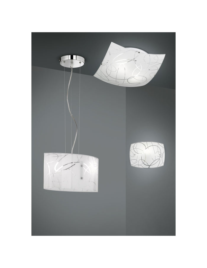 Applique Rettangolare Spirelli 1xE27 Vetro Decorato Con Cerchi Trio Lighting
