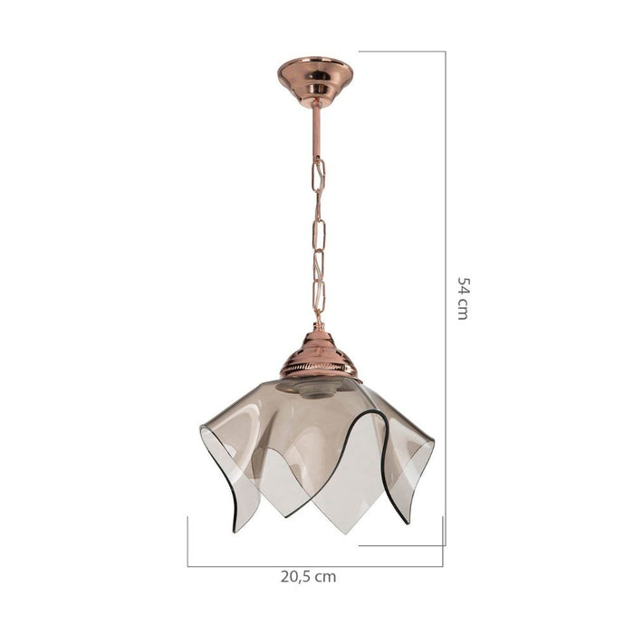 Lampada a sospensione Volga MDL3782 rame e vetro fumè EFFEZ