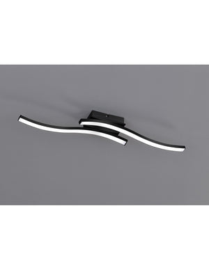 Plafoniera Soffitto Design Doppia Bacchetta Led 3000k Route Nero Trio Lighting