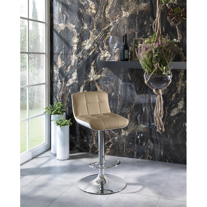 2xSgabello in ecopelle tortora moderno altezza regolabile