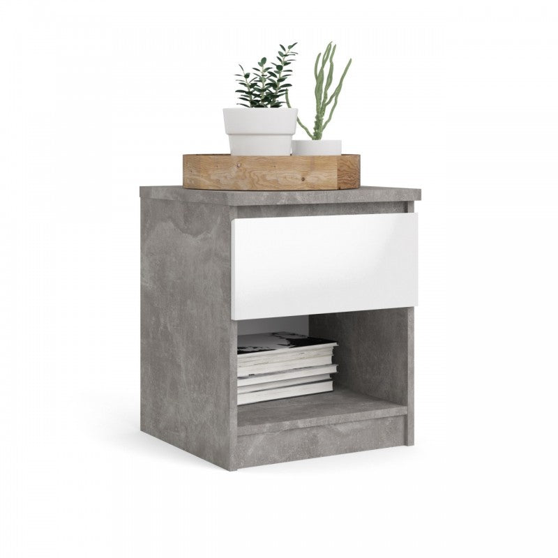 Comodino con cassetto camera bianco grigio cm 40.40 x 40 x 49.5 h