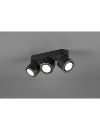Plafone 3 Spot Led Doppia Emissione L27 cm Taurus Nero Trio Lighting