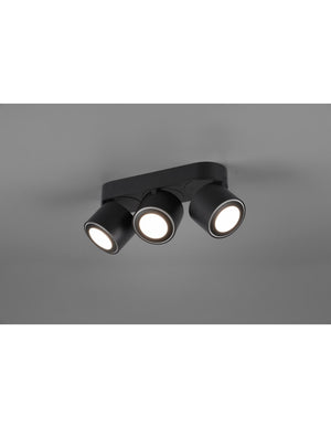 Plafone 3 Spot Led Doppia Emissione L27 cm Taurus Nero Trio Lighting