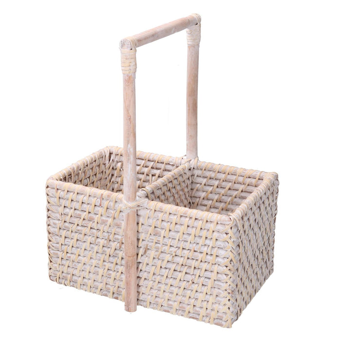 Portabottiglie rattan algarve 2 posti bianco rettangolare cm24,5x14,5h13/31