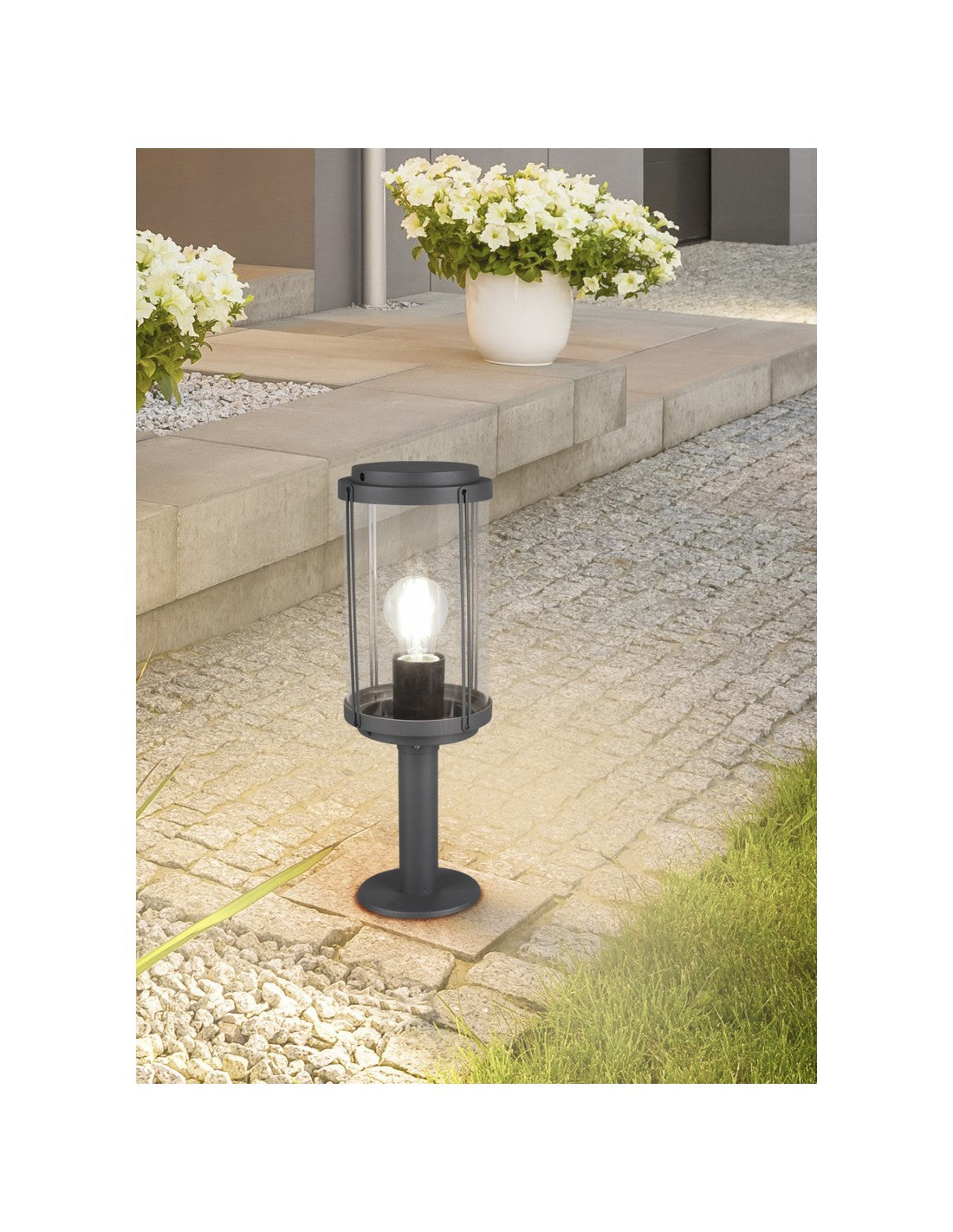 Paletto Tanaro IP44 Antracite Con Vetro Lanterna H40 cm Trio Lighting