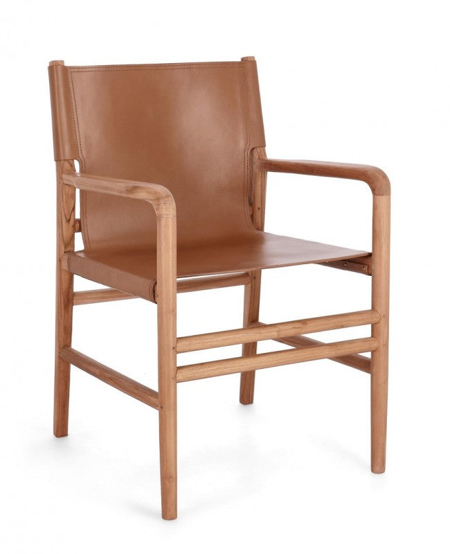 Sedia in pelle cognac 57x58x85 cm