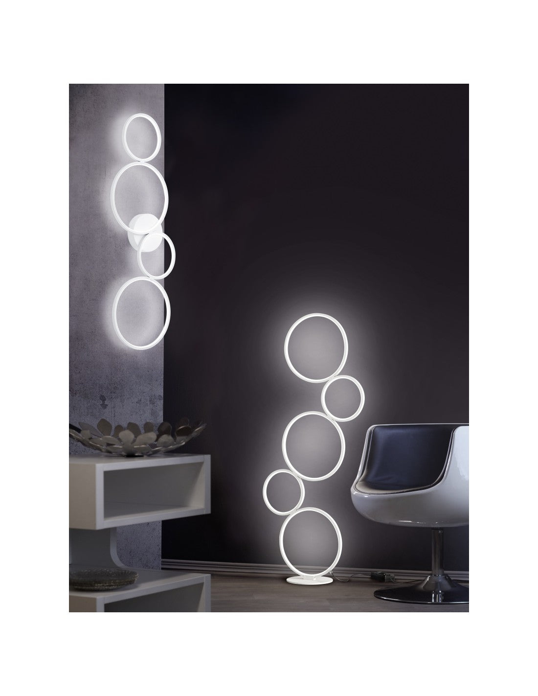 Piantana Rondo 5 Cerchi Led Bianco H115 cm Trio Lighting
